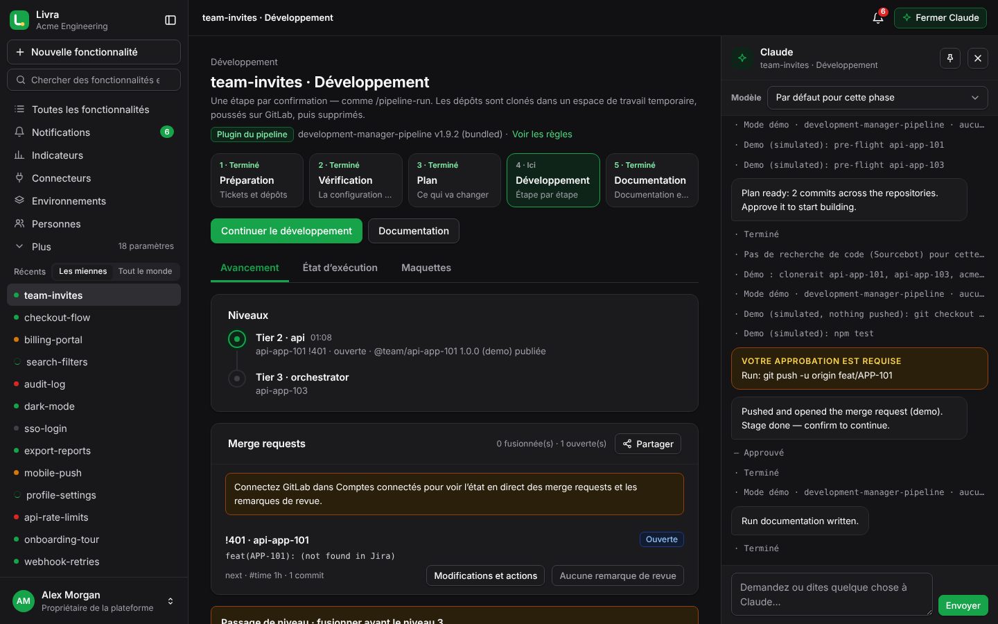 La phase Développement : étapes et merge requests