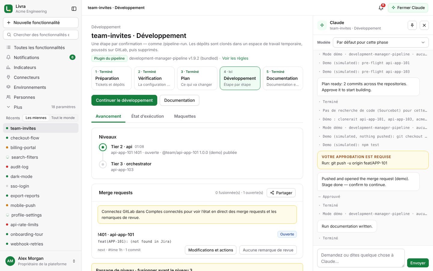 La phase Développement : étapes et merge requests