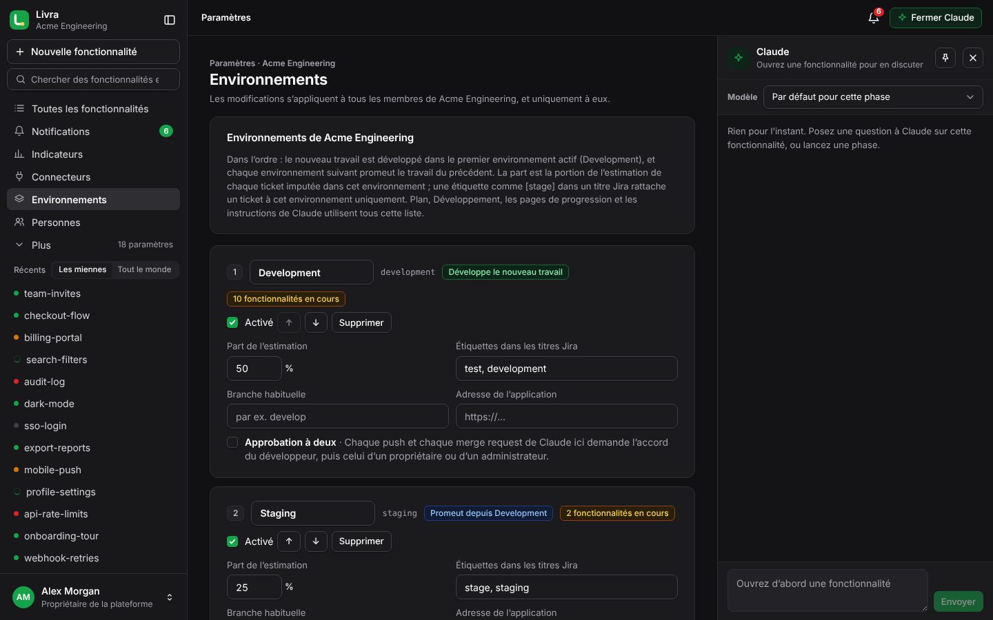 Paramètres de l’organisation